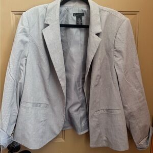 Lane Bryant Light Gray Pinstripe Blazer